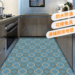 满铺厨房地垫大面积塑料，pvc防滑防油家用可擦免洗中式专用地毯