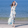 三亚度假旅行连衣裙海南泰国海边沙滩裙雪纺，碎花吊带长裙