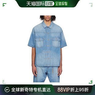 香港直邮Mastermind JAPAN 男士 褪色牛仔短袖衬衫 MW24S12SH0010