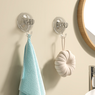 吸盘挂钩强力真空可移动重复使用浴室，玻璃免打孔毛巾无痕透明粘钩
