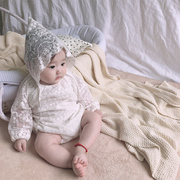 婴儿连体包屁衣女宝宝夏装蕾丝春秋爬服套装新生儿哈衣0-1岁6个月