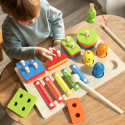 蒙氏几何形状套柱配对积木钓鱼磁性，拼图宝宝认知早教儿童益智玩具