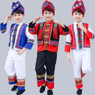 少数民族服装儿童苗族壮族，幼儿园表演服广西三月三壮族演出服男童