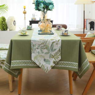 茶几纯色绿色轻奢复古美式桌布餐桌布布艺长方形家用lh北欧轻奢