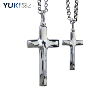 YUKI男士925纯银项链子罗马十字架银吊坠女生复古欧美潮情侣银饰