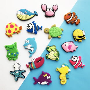 硅胶软磁铁海洋动物卡通，可爱软胶冰箱贴儿童，鱼类早教磁性贴软磁贴