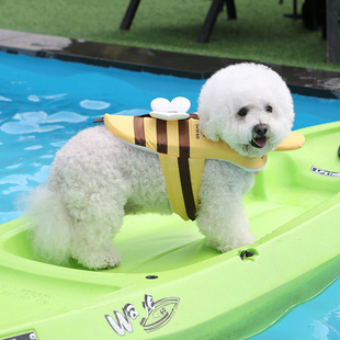 小蜜蜂狗狗救生衣可爱宠物游泳衣服夏季户外夏天浮力背心清凉