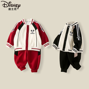 迪士尼儿童运动套装2024男童洋气服装中小童宝宝两件套春秋装