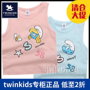 韩国TWINKIDS小木马童装夏款男女童韩版卡通无袖T恤背心