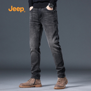 jeep吉普牛仔裤男春秋，黑色直筒男生，裤子2024美式高街男士长裤