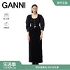 GANNI女装 黑色U领纽扣蝙蝠袖罩衫修身上衣衬衫 F9096099