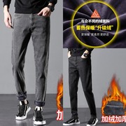 灰色做事工装都市时尚韩版中腰，加厚植绒暖和品质，大码90后牛仔男裤