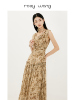 roeywang重工天丝褶皱v领收腰垂感夏季气质小众，设计高级感连衣裙