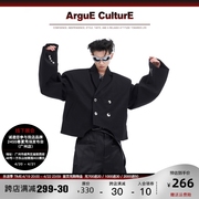 culture24ss小众弧型设计感短款廓形西服外套金属，解构蝙蝠袖夹克