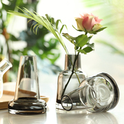 北欧简约玻璃花瓶水养植物鲜花瓶插花瓶办公室桌面装饰小花瓶摆件