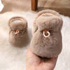 新生婴儿保暖毛绒鞋宝宝学步鞋软底冬季加厚加绒保暖棉鞋子兔毛绒