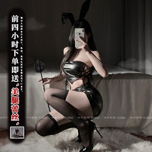 做你的猫：欲情勃发*蹦迪皮衣套装辣妹sexy绑带诱人显胸大包臀裙