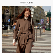 VGRASS风衣式手工毛呢大衣冬羊毛羊绒混纺高级感外套女