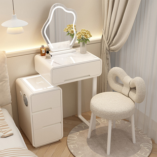 奶油风小户型梳妆台卧室现代简约2023高档主卧斗柜一体化妆桌