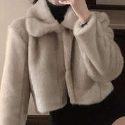韩国东大门直邮2023年秋冬女装，毛毛人造仿皮草短外套