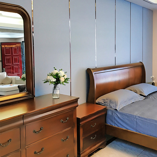 定制中式实木卧式家具套装实木床高柜床头柜长柜镜子六件套组合套