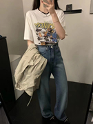 韩国东大门女2024春季趣味卡通大力水手印花短袖T恤