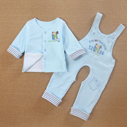 1岁婴儿春装纯棉背带裤两件套装女款0一12个月6秋装，男宝宝衣服季