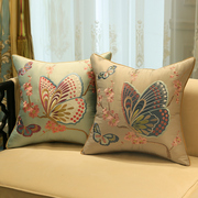 美式绣花蝴蝶红木沙发抱枕新中式床头靠垫套办公室靠枕靠包大含芯