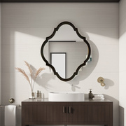 法式玄关壁炉装饰镜欧式浴室镜黑色复古卫生间壁挂洗手间化妆镜子