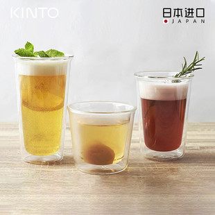 日本进口kinto耐高温玻璃杯隔热茶杯冷饮果汁，杯啤酒杯透明咖啡杯