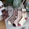 5双装秋冬粉色系双针堆堆袜子女纯棉中筒百搭长袜