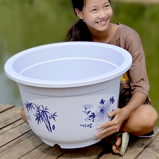 花盆塑料超大码加厚荷花睡莲，养鱼缸无孔水培特大仿陶瓷户外种果树