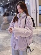 浅紫色羽绒服女短款甜美风2023年冬装时尚外套设计感小众加厚