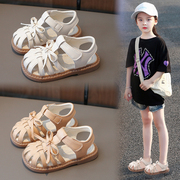 女童凉鞋包头儿童公主，鞋子2024夏季小女孩，洋气宝宝软底沙滩鞋