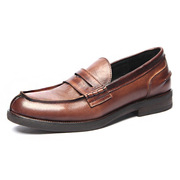  1107-4水洗擦色做旧系列 英伦复古男鞋乐福鞋一脚蹬便士鞋