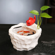 陶瓷自动循环流水创意，桌面客厅摆件招财，鱼缸室内加湿器猫咪饮水机