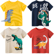 4男童短袖t恤纯棉，5宝宝6岁儿童半袖体恤，恐龙图案小孩子上衣服夏装