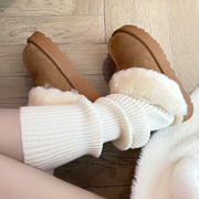 奶白色针织羊绒保暖袜套雪地靴，慵懒堆堆叠卡其色女秋冬季小腿袜套