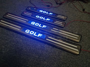 大众高尔夫6 高尔夫7迎宾踏板带灯LED改装 车门防护不锈钢门槛条