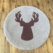 北欧风格麋鹿圆形地毯手工腈纶加厚免洗客厅茶几垫卧室床边毯