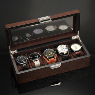俪丽手表盒子复古手表盒收纳盒创意简约木质五表位便携式腕表盒