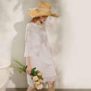 夏季真丝丝棉重工刺绣，连衣裙高级精美直筒裙，优雅简约裙85436