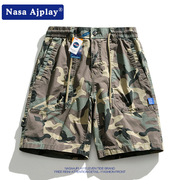 NASA时尚美式重磅迷彩短裤男夏季潮牌ins高街直筒休闲裤子时
