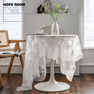法式蕾丝ins家用餐桌桌布蛋糕摄影装饰背景绣花道具布白色台布