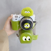 数码微单眼相机反相机包q保护皮套绿色卡通可爱对眼可携式斜跨单