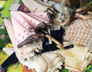 日系棉布刺绣伞防紫外线遮阳伞洛丽塔公主洋装小清新木手柄长柄伞