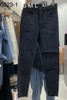 韩国货拉绒ODIF黑色小脚裤高腰弹力修身铅笔牛仔靴裤6323