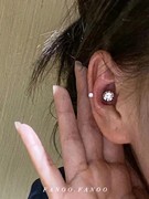 S925纯银养耳洞钻石耳钉女耳骨钉睡觉不用摘耳蜗钉耳环防过敏耳饰