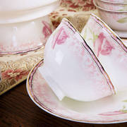 景德镇陶瓷器56头餐具套装 骨瓷高脚碗餐饮具 欧式创意结婚瓷