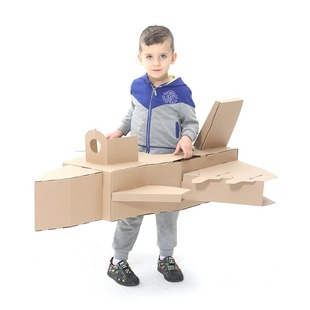 儿童可穿戴纸箱大飞机儿童手工diy纸板战斗机创意军事拼插模型